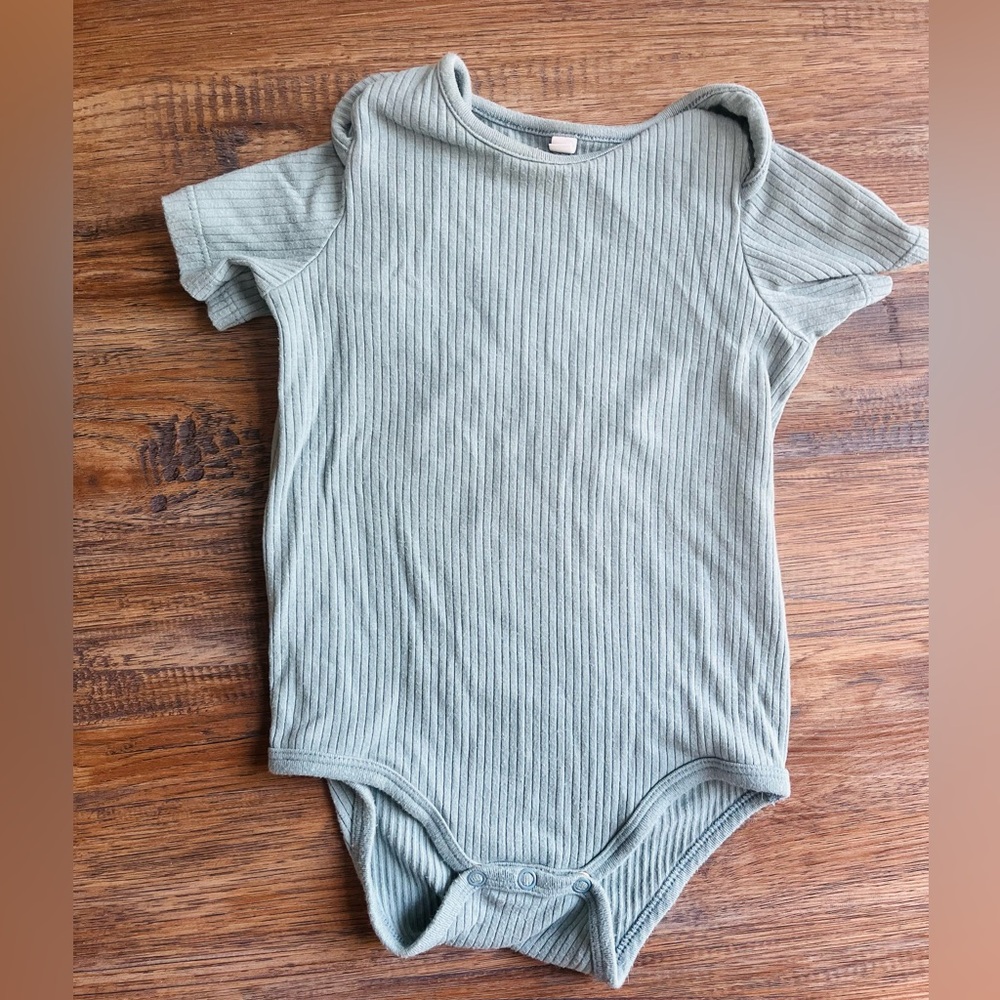 MORI Short Sleeve Ribbed Blue Bodysuit 18-24 months